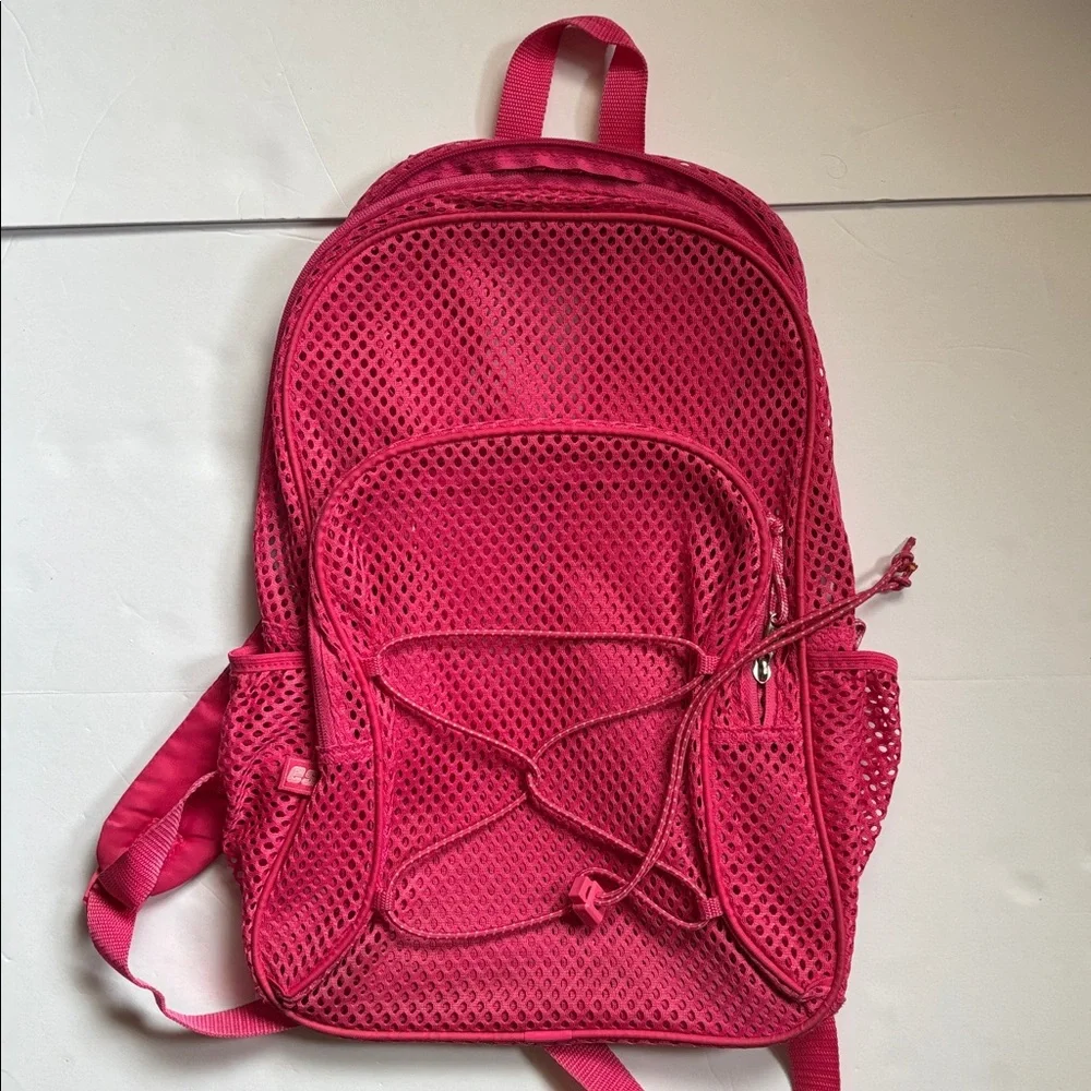 Eastport | Pink Mesh Bungee Cord Large Backpack Travel Events Sport Pink Barbie